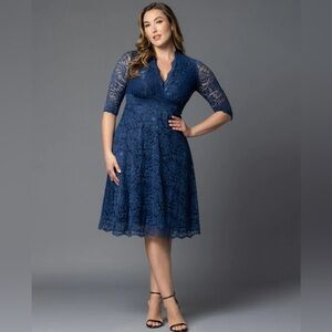 KIYONNA Mademoiselle Navy Lace Cocktail Dress Size 2x NWT